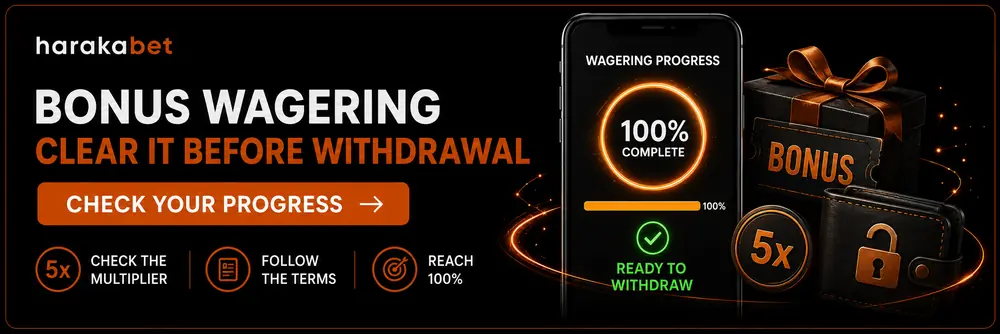 Diagram explaining bonus funds wagering requirement rules on Harakabet