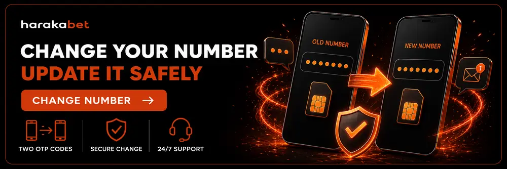 Harakabet change phone number screen for updating your registered mobile number