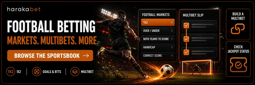 Harakabet football betting page showing Premier League and Kenya Premier League markets