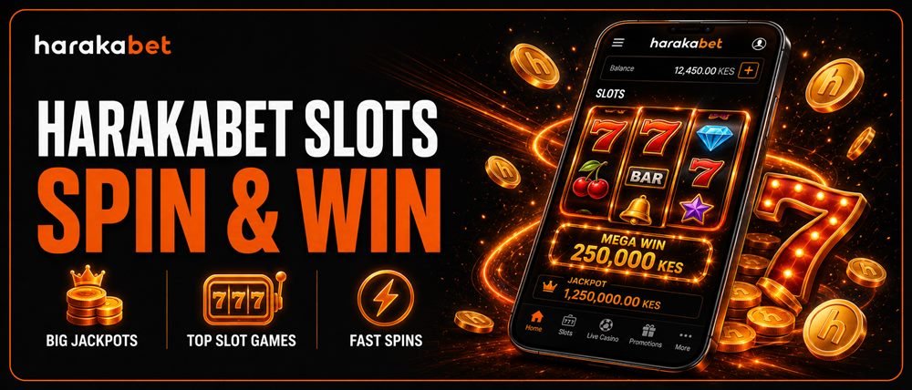 Harakabet casino slots lobby showing popular slot games available in Kenya