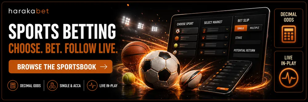 Harakabet sportsbook overview showing football, basketball and other betting markets